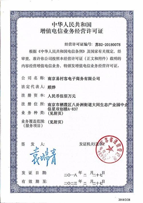 中国农村招商网《中华人民共和国增值电信业务经营许可证》
